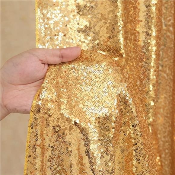 Gold Sequin Backdrop Curtain Panels Stage 2 Pieces 2FTx8FT Wedding Party - Picture 6 of 6